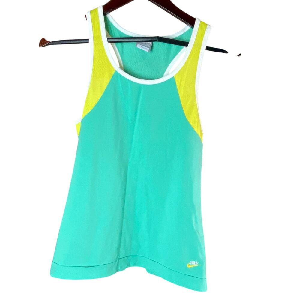 Nike Fit Dry Racerback Tank In Green And Yellow Women's Size Medium